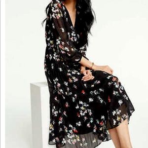 Ann Taylor Meadow Floral Pleated Wrap Dress